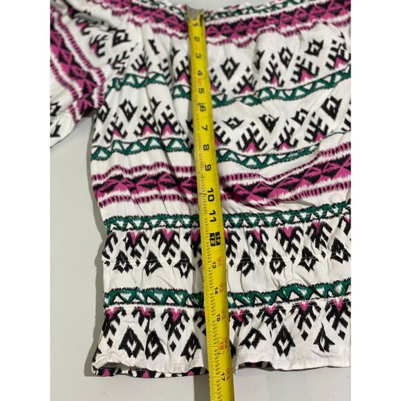 Wrangler Retro Womens Boho Off-Shoulder Top L Multicolor Rayon - Picture 14 of 16